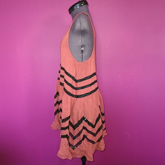 Free People Intimately Voile & Lace Tunic Brick Red & Black - Picture 2 of 8